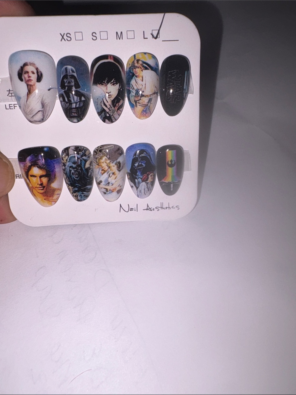 CUSTOM MADE Star Wars Themed False Nail Set Sz L reusable